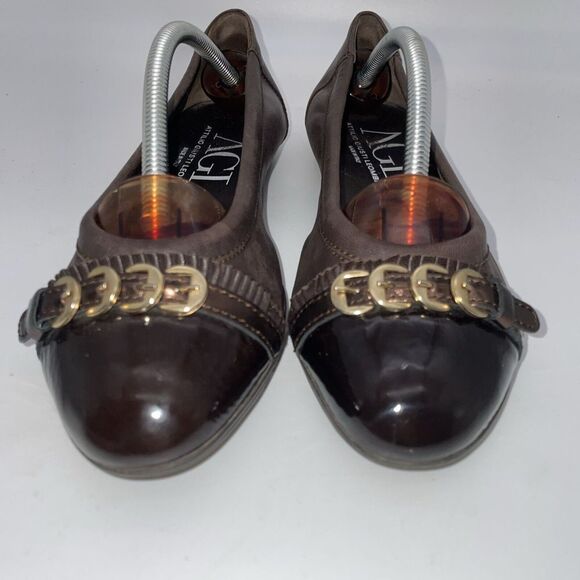 Tory Burch Women's Black Cap Toe Brown Leather Ballet‎ Flats Shoes US Size 7.5 - Picture 2 of 16